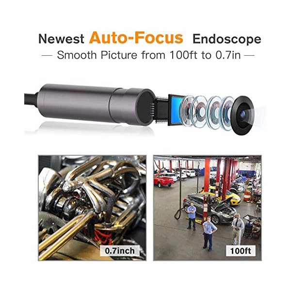 Teslong 5 MP Autofokus-Endoskop, 3. Generation USB-Endoskop mit 5.0 Megapixel Inspektionskamera, 5 m wasserdichtes… – Bild 3