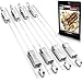 MiiKO Metal BBQ Kabob skewers - 8 Extra Long 16 inch Stainless Steel Grill skewers with Sliding Handles & Recipe e-Book