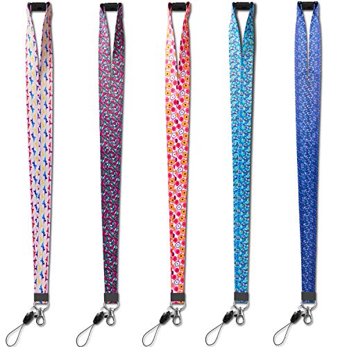 Lanyard with ID Badge Holder for Women Kids Keys Men Cruise Key Card lanyards Detachable Breakaway Safety Lanyards with Badges Holders Name Lanyard Wide 0.79 inches(2cm) 5 Pack