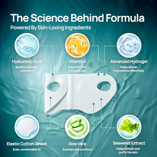 PLANTIFIQUE V-Line Face Lifting Chin Mask, 5 PCS - Hydrogel Chin Strap with Hyaluronic Acid and Aloe Vera - Jawline Shaper & Neck Firming