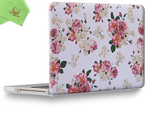 UESWILL Rubberized Unique Pattern Solid Hard Shell Case Cover for MacBook Pro 15" with CD-ROM (Non-Retina)(Model:A1286) + Microfibre Cleaning Cloth,Flower