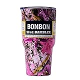 BonBon 30 Ounce Rambler Tumbler Stainless Steel Cup with Lid (Pink Camo)