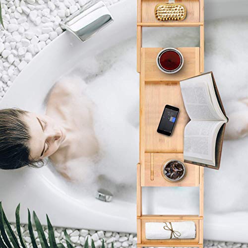 Wooden Bamboo Bath Tray for Tub Organic Bath Caddy as Bathtub Table