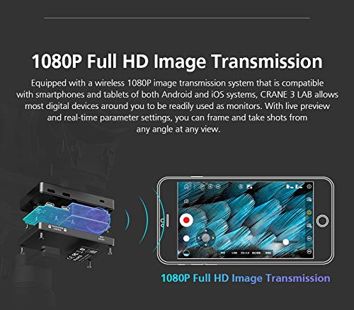 Zhiyun Crane 3 LAB 3-axis Handheld Gimbal for DSLR Cameras,1080P Full HD Wireless Image Transmission, ViaTouch, Dual Zoom & Focus Control System,Max Payload 4.5 kg, - Thumbnail 4
