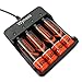 Wyness 4PCS Flat Top 18650 Rechargeable 3.7V 2500mAh Batteries with Fast Li-ion 18650 18500 14500 Battery Charger