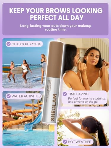 SHEGLAM Tint Lock Tattoo Peel Off Brow Gel – Long-Lasting Brow Tint, Waterproof & Smudge-Resistant, Shapes Defines & Fills Brows, Natural Semi-Permanent Eyebrow Gel Stain (Chocolate)