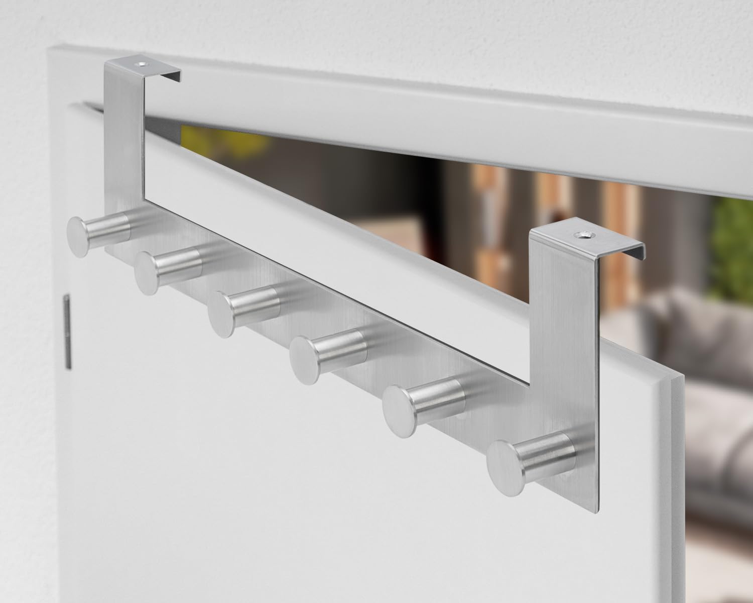 Door hook for hanging door coat rack towel holder door hook rail bathroom towel holder without drilling kitchen hook rail 6 hooks stainless steel coat rack coat rack door