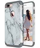 iPhone 7 Plus case, Marble iPhone 7 Plus case, ULAK Slim Heavy Duty Cases Dual Layer Shock-Absorption Hybrid TPU Rubber Bumper Hard PC Protective Cover for Apple iPhone 7 Plus-Marble Pattern