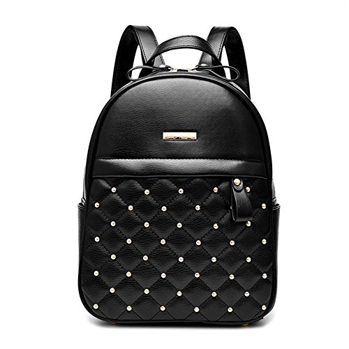 Cute mini leather backpack fashion small golden rivets …