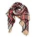 Women's Tassels Soft Plaid Tartan Scarf Winter Large Blanket Wrap Shawl Brown
