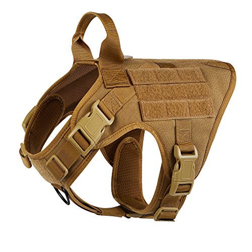 ICEFANG Small Tactical Dog Harness,K9 Working Dog Molle Vest,No Pull Front Leash Clip D-ring,Snap-proof (S (21