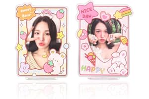 Baskiss 2 Pack Photocard Holders, Colorful Design Standing Card Display Protectors for Kpop Photocard Photos Sport Trading Cards (Cute Dolls)