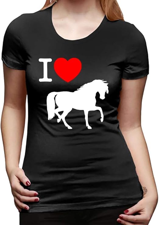 Women's Basic Short Sleeve TShirt I Love Horses Tee Amazon.co.uk