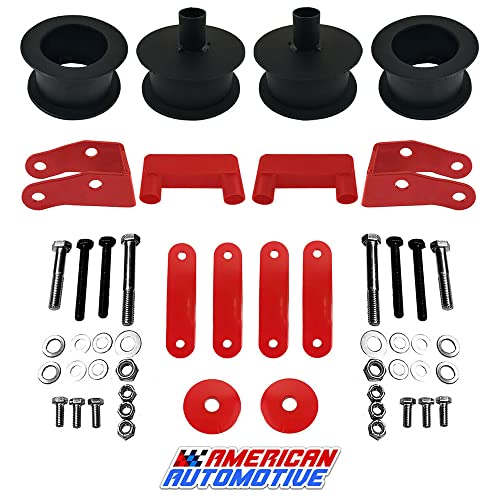 American Automotive Wrangler JK Full Lift Kit Red 3" Front + 3" Rear Steel Coil Spacers + Shock