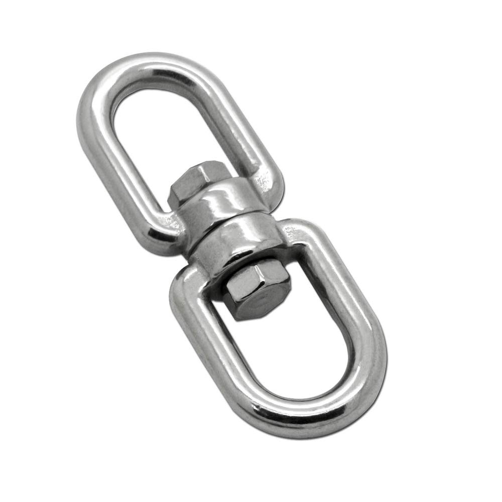 Constrabo | Double Ended Swivel Eye Hook Stainless Steel AISI 316 V4A (Eye/Eye) M12 | BL 4600g 12mm | Eye to Eye Swivel Ring for Hammock Chair, Swivel Grill, Sandbag | Shackle Ring Connector