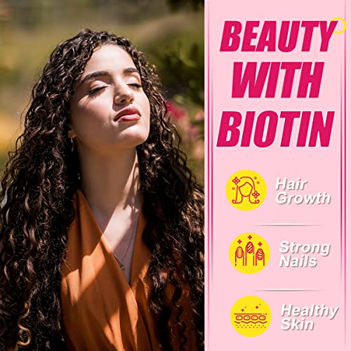 VEGEPOWER Biotin 10000mcg Hair Growth Gummies Sugar Free Vegan Vitamins Supports Healthy Skin and Nails Non-GMO Multivitamin Supplement for Women Men Strawberry 60Count