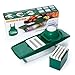 Green Apron Mandoline Slicer | 5 Interchangeable Blades Include Vegetable Grater, Julienne Slicer Cutter and Peeler, Brush, Hand Protector and Storage Container | Veggie Slicer and Vegetable Cutter
