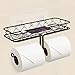 ODesign Adhesive Toilet Paper Holder with Shelf Bathroom Shelf Organizer Tissue Paper Roll Towel Holder Storage Rack with Traceless Transparent Adhesi