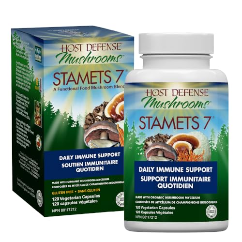 Host Defense Stamets 7 Mushroom Blend Capsules – Immune Support & Antioxidant Supplement – 1,000 mg Potency, 120 Vegetarian Capsules, 60 Day Supply