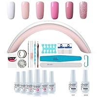 Gel Nail Polish Starter Kit - 6 Colors Gel Polish Set Base Top Coat, 36W LED Nail Dryer Lamp with Full DIY Gel Manicure Nail Tools by Vishine 8ml #C003