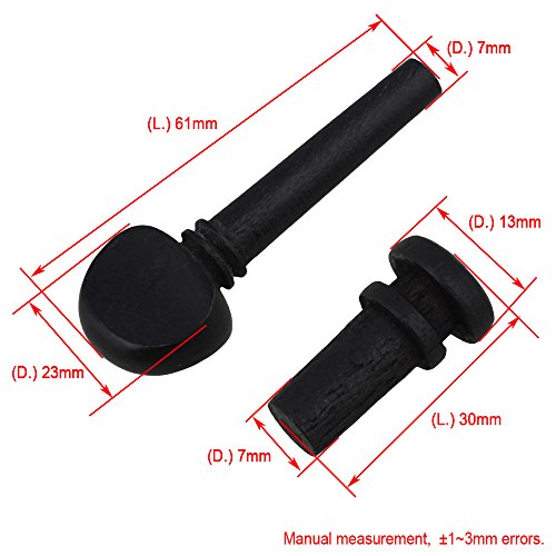 Ebony Tuning Pegs for 4/4 Violin String Instrument Accessories - Thumbnail 3