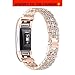 bayite Metal Bands Compatible Fitbit Charge 2, Replacement Accessories Bracelet Rhinestone Bling, Rose Gold