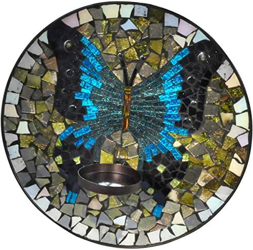 Springdale Mosaic Art Glass Candle Holder, 1-Light, Butterfly