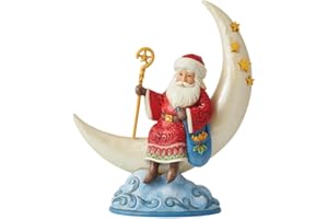 Enesco Jim Shore Heartwood Creek Santa Sitting on a Cresent Moon Figurine, 8.27 Inch, Multicolor