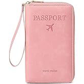 Passport Holder for Travel Women and Men RFID Passport Holder with Card Slots Holder Passport Case Passport cover Passport Wallet Travel Essentials and Accessories (Zipper, Pink Zipper)