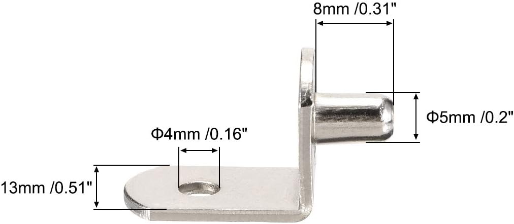 sourcing map Shelf Support Peg,5mm L-Shaped Support - Image 3