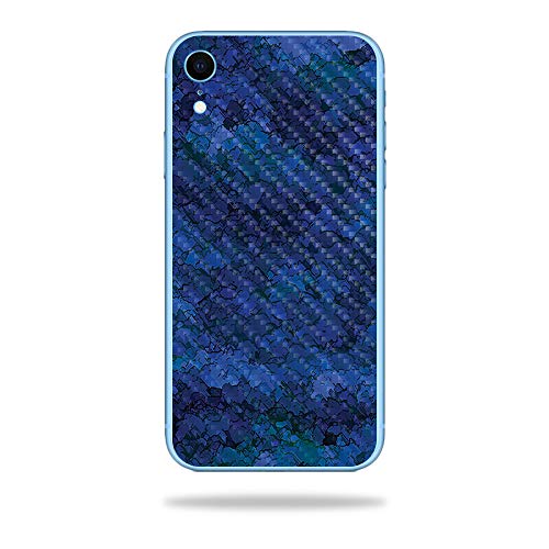 MightySkins Carbon Fiber Skin for Apple iPhone XR - Blue Ice | Protective, Dura…