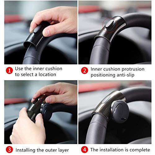 PACEWALKER Steering Wheel Knob Spinner, Easy Installation Flexible Control Universal Fit for Car Truck SUV Tractor Trailer Big Rig Boat & More (Black) - Thumbnail 2