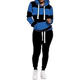 TOPONSKY Womens 2 Piece Tracksuit Long Sleeve Warm Up Outfit Patchwork Pants Set