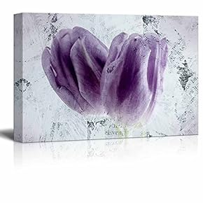 Canvas Wall Art - Two Purple Tulip Flower Petals - Gallery Wrap Modern Home Art | Ready to Hang - 12x18 inches