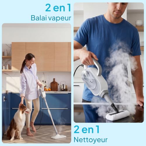 Livatro Balai vapeur 13 en 1 avec nettoyeur à main amovible | Réservoir XL 500 ml · 1500 W · Vapeur 130 °C · 3 niveaux · Câble 5 m · Sans produits chimiques