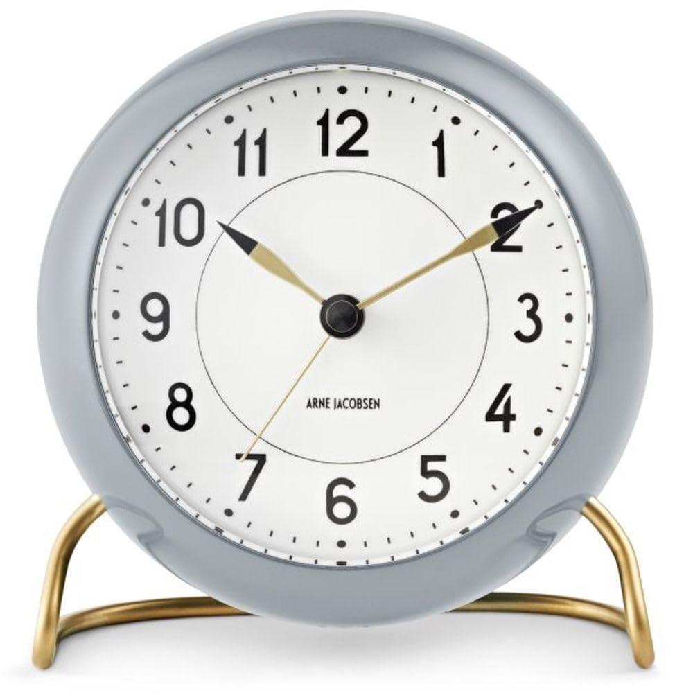 Arne Jacobsen Station Table Clock, Plastic, Grey, 11 cm