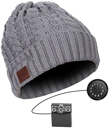 Zibaar Bluetooth Beanie Bluetooth Hat Bluetooth Beanie Hat Headphone Beanie Combined with Bluetooth V4.1 Bluetooth Headset and Mic, Hands Free Talking for Mobile Phones, Unisex Grey with Cuff