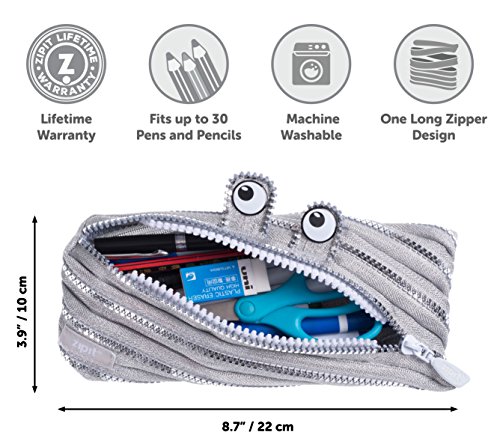 ZIPIT Monster Pencil Case Special Edition, Silver - Thumbnail 4