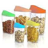 5 Piece Food Cereal Snack Container Storage Set with Easy Pour Lids