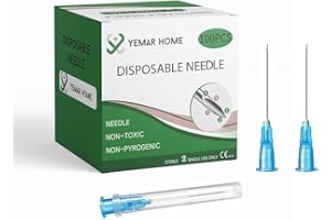 YEMAR HOME 23Ga 1inch with Cap for Lab, Measurement, Transfer of Liquids（100 Pack）