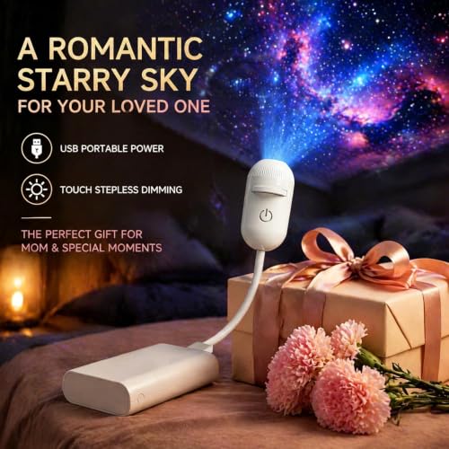 Bukbas 2-in-1 Galaxy Projector Night Light, Starry Sky Projector Children | 360° Adjustable USB LED Starry Sky Projector with 12 Sliding Projection Films for Car Bedroom Party Gifts