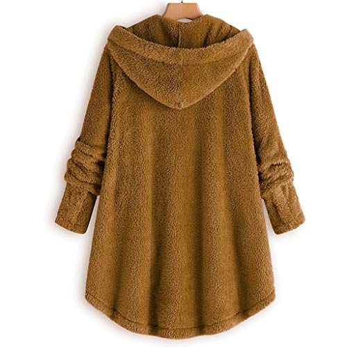 Sanyyanlsy Women's Long Sleeve Button Hoodie Coat Fluffy Plush Pullover Tops Loose Sweater Outwear Fashion Winter Wear D-Yellow