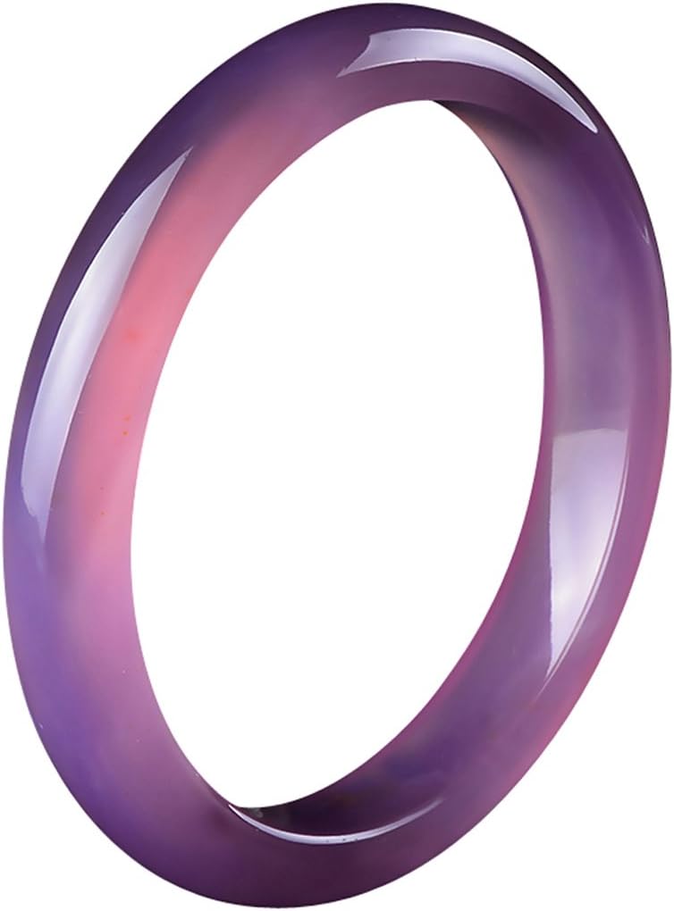 Women Handmade Natural Lavender Violet Chalcedony Jade Bracelet Bangle 56-64mm