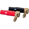 Monoprice Right Angle Banana Plugs - For 12-18AWG Speaker Wire, Color Coded, Screw Type, 24k Gold Plated