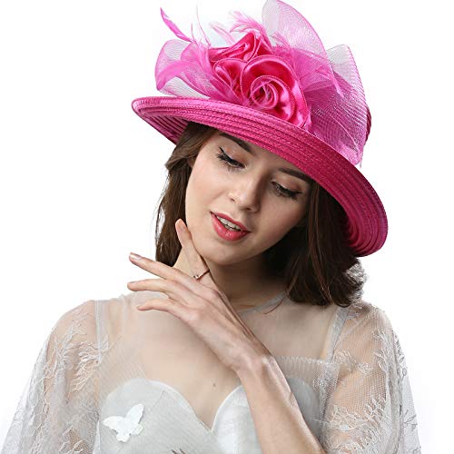 Original One Women's Cloche Bowler Hats KDC1701 for Kentucky Derby Day, Church, Wedding, Tea Party and More Formal Occasion (Fuschia)