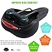 WEST BIKING Black Comfortable Gel Bike Seat, Dual Spring Designed Memory Foam Padded Leather Bicycle Saddle Cushion with Taillight for Men Women, Life Waterproof, Breathable, Safety Fit Most bike