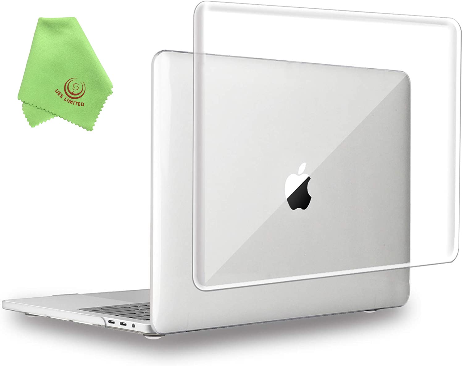 UESWILL Compatible with MacBook Pro 15 inch Case 2019 2018 2017 2016 (Model: A1990 A1707) with Touch Bar, Glossy See Through Transparent Hard Shell Case Cover, Crystal Clear