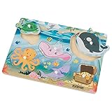 KidKraft Wooden Underwater Friends Peg Puzzle, (6 Piece)