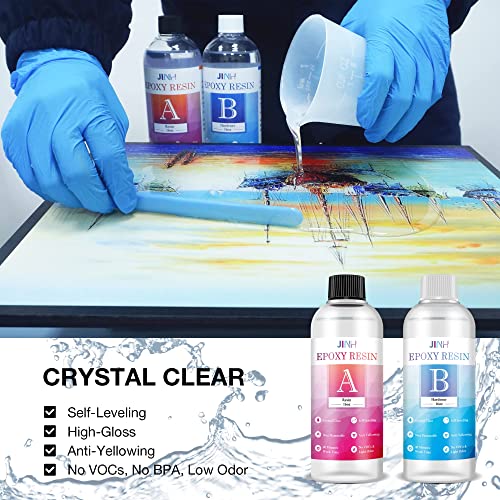 Epoxy Resin 32 oz, Crystal Clear Epoxy Resin Non Yellowing, Self