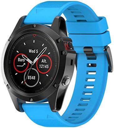 TOPUNDER Replacement Silicagel Quick Install Band Strap For Garmin Fenix 5X GPS Watch (Blue)